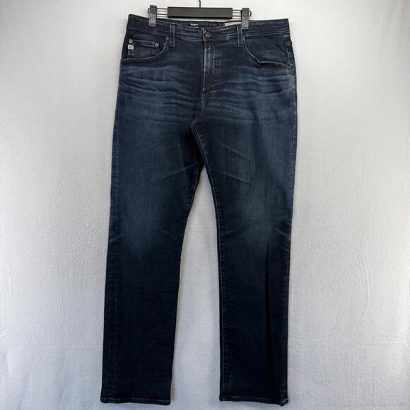 AG Adriano Goldschmied Jeans Men's 35x33 Blue Dark Wash Everett Slim Straight - Picture 2 of 11